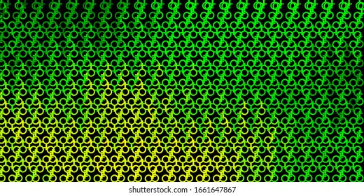 Dark Green, Yellow vector template with esoteric signs. Illustration with magical signs of spiritual power. Design for magic, spiritual events.