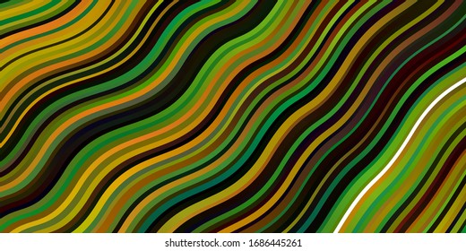 Dark Green, Yellow vector template with curved lines. Colorful illustration in circular style with lines. Pattern for websites, landing pages.
