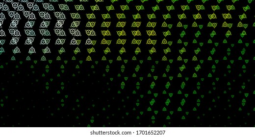 Dark Green, Yellow vector template with esoteric signs. Abstract illustration with gothic gradient shapes. Simple base for your occult design.