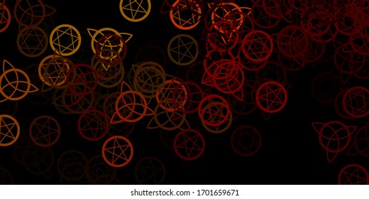 Planta vectorial amarillo verde oscuro con signos esotéricos. Ilustración con signos mágicos de poder espiritual. Antecedentes para diseños esotéricos y místicos.