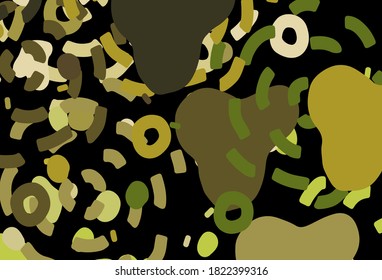 Plantilla vectorial de color verde oscuro y amarillo con formas caóticas. Ilustración abstracta moderna con formas aleatorias coloridas. Diseño moderno para su tarjeta de visita.