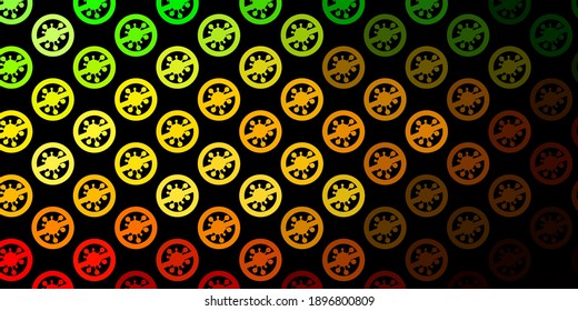 Green oscuro, plantilla vectorial amarilla con signos de gripe. Ilustración inteligente con signos cómodos en estilo decorativo. Mejor diseño para eventos de cuarentena.