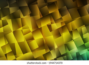 Green oscuro, plantilla de vector amarillo con rhombus. Rectángulos sobre fondo abstracto con gradiente colorido. Plantilla moderna para su página de inicio.