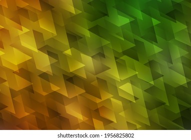 Green oscuro, plantilla de vector amarillo con rhombus. Ilustración abstracta brillante con formas rectangulares. El patrón se puede usar para sitios web.