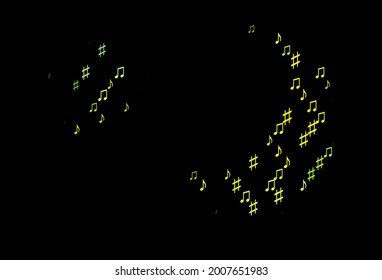 Dark Green, Yellow vector template with musical symbols. Abstract illustration with colorful symbols of melody. Pattern for school ad, booklets.