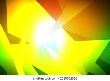 Verde oscuro, plantilla de vector amarillo con cristales, triángulos. Diseño decorativo de estilo abstracto con triángulos. Mejor diseño inteligente para su negocio.