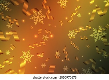 Planta vectorial amarillo verde oscuro en estilo carnaval. Ilustración de gradiente simple con atributos de Navidad. Patrón de anuncios, afiche, pancarta de libros.