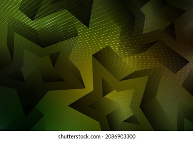 Green oscuro, plantilla de vector amarillo con estrellas del cielo. Ilustración de colores brillantes con estrellas. Plantilla para fondos cósmicos.