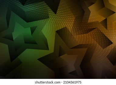 Dark Green, Yellow vector template with sky stars. Stars on blurred abstract background with gradient. Smart design for your business advert.