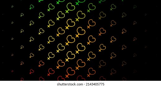 Dark Green, Yellow vector template with businesswoman signs. Illustration with signs of women's strength and power. Background for International Women’s Day.
