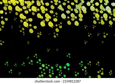 Green oscuro, plantilla vectorial amarilla con líneas dobladas. Ilustración geométrica en estilo de mármol con gradiente.  Patrón de ondas texturadas para los fondos.