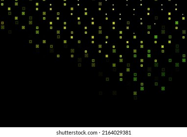 Verde oscuro, plantilla de vector amarillo con círculos, rectángulos. rectángulos de gradiente colorido, círculos sobre fondo abstracto. Plantilla moderna para su promoción.