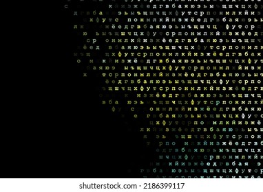 Dark green, yellow vector template with isolated letters. Colored alphabet signs with gradient on white background. Template can be used as a background for ads of typography.