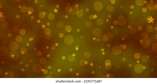Dark Green, Yellow vector template with circles, stars. Illustration with set of colorful abstract spheres, stars. Design for wallpaper, fabric makers.