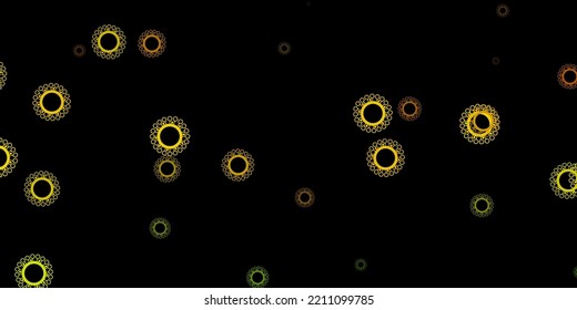 Dark green, yellow vector template with flu signs. Abstract illustration with biological gradient shapes. Simple design against epidemic information.