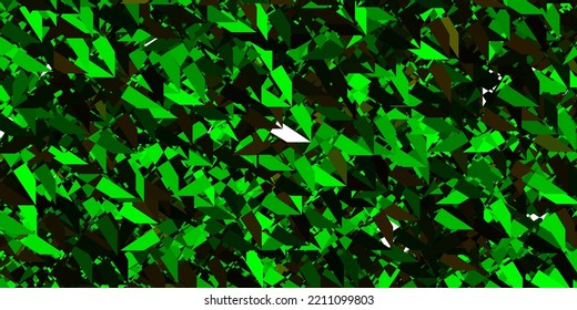 Plantilla vectorial amarillo verde oscuro con formas triangulares. Diseño sencillo de estilo abstracto con triángulos, líneas. Una adición fácil a sus comerciales.