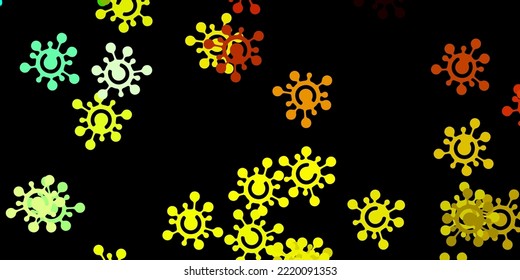 Dark green, yellow vector template with flu signs. Colorful  gradient illness symbols in simple abstract style. Simple design against epidemic information.