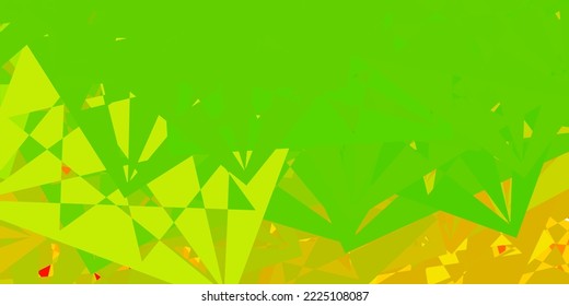 Plantilla vectorial amarillo verde oscuro con formas triangulares. Ilustración de material web con triángulos abstractos coloridos. Diseño para sus fondos de escritorio.