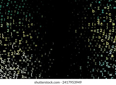 Dark Green, Yellow vector template with math simbols. Colored mathematic signs with gradient on white background. Pattern for ads, poster, banner of books.