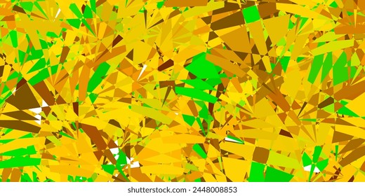 Verde oscuro, Plantilla de Vector amarillo con Formas triangulares. Ilustración abstracta excepcional con gama de triángulos de colores. Patrón para promociones.