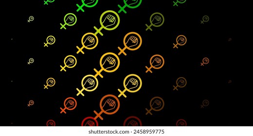 Dark Green, Yellow vector template with businesswoman signs. Illustration with signs of women's strength and power. Simple design for your web site.