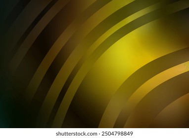 Dunkelgrüne, gelbe Vektorvorlage mit gebogenen Linien. Abstrakte Illustration mit geschweiften Linien. Hintergrund für Handy-Bildschirme.