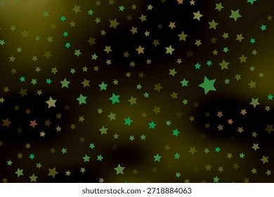 Dark Green, Yellow vector template with sky stars. Blurred decorative design in simple style with stars. The pattern can be used for wrapping gifts.
