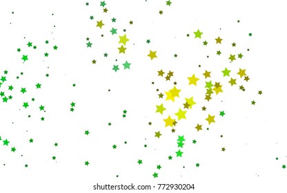 Dark Green, Yellow vector template with sky stars. Glitter abstract illustration with colored stars. The pattern can be used for websites.