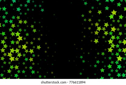 Dark Green, Yellow vector template with sky stars. Blurred decorative design in simple style with stars. Smart design for your business advert.