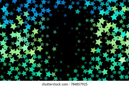 Dark Green, Yellow vector template with sky stars. Decorative shining illustration with stars on abstract template. The pattern can be used for new year ad, booklets.