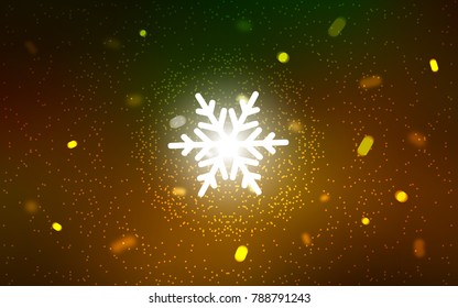Dark Green, Yellow vector template with ice snowflakes. Modern geometrical abstract illustration with crystals of ice. The pattern can be used for year new  websites.