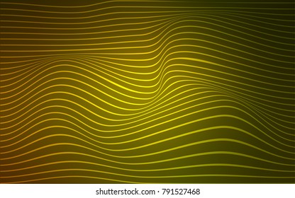 Dark Green, Yellow vector template with bent lines. Shining illustration, which consist of blurred lines. Brand-new design for your ads, poster, banner.