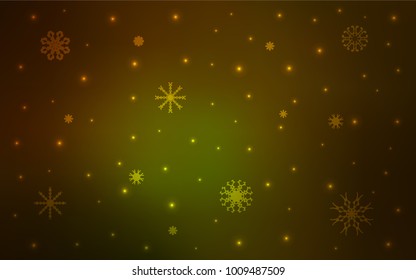 Dark Green, Yellow vector texture with colored snowflakes. Modern geometrical abstract illustration with crystals of ice. New year design for your ad, poster, banner.