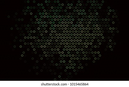 Dark Green, Yellow vector  texture with disks. Blurred decorative design in abstract style with bubbles. Pattern can be used as texture of water, rain drops.