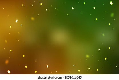 Dark Green, Yellow vector texture with colored snowflakes. Snow on blurred abstract background with gradient. The pattern can be used for year new  websites.