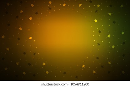 Dark Green, Yellow vector texture with beautiful stars. Shining colored illustration with stars. The pattern can be used for websites.