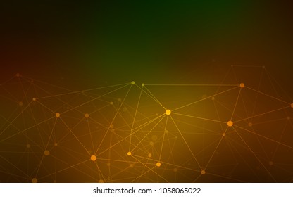 Dark Green, Yellow vector texture with disks, lines. Decorative design in abstract style with triangle structure. Pattern can be used for futuristic ad, booklets.