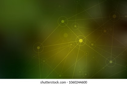 Dark Green, Yellow vector texture with disks, lines. Decorative design in abstract style with triangle structure. Pattern can be used for futuristic ad, booklets.