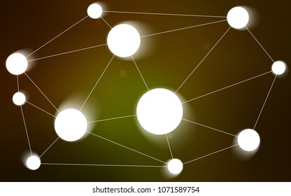 Dark Green, Yellow vector texture with disks, lines. Design with connection of dots and lines on colorful background. Pattern can be used for ads, leaflets.