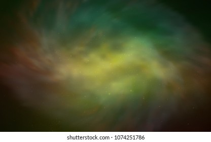 Dark Green, Yellow vector texture with milky way stars. Blurred decorative design in simple style with galaxy stars. Smart design for your business advert.
