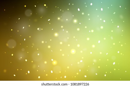 Dark Green, Yellow vector texture with colored snowflakes. Modern geometrical abstract illustration with crystals of ice. The pattern can be used for year new  websites.