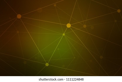 Dark Green, Yellow vector texture with disks, lines. Design with connection of dots and lines on colorful background. Completely new template for your brand book.