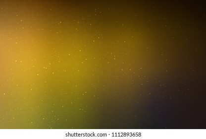 Dark Green, Yellow vector texture with milky way stars. Shining illustration with sky stars on abstract template. Template for cosmic backgrounds.