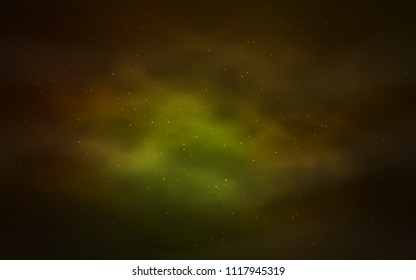 Dark Green, Yellow vector texture with milky way stars. Blurred decorative design in simple style with galaxy stars. Pattern for futuristic ad, booklets.