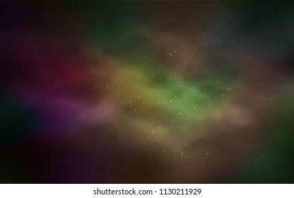 Dark Green, Yellow vector texture with milky way stars. Glitter abstract illustration with colorful cosmic stars. Smart design for your business advert.