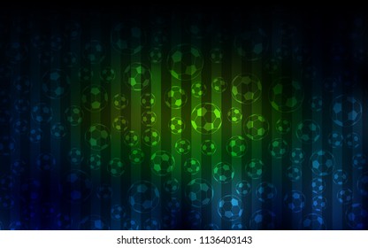 Dark Green, Yellow vector texture with soccer balls. Colored illustration with balls on a gradiental backdrop. Pattern for ads of football championship 2018.