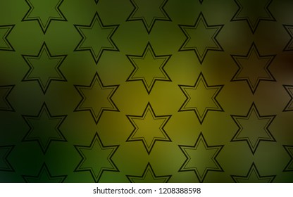Dark Green, Yellow vector texture with beautiful stars. Stars on blurred abstract background with gradient. Pattern for new year ad, booklets.