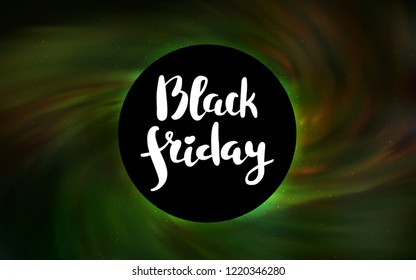 Dark Green, Yellow vector texture with a black hole, galaxy. Illustration with colorful milky way stars and a black hole. Backdrop for Black Friday promotions.