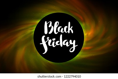 Dark Green, Yellow vector texture with a black hole, galaxy. Decorative design in space style with a black hole. Pattern for posters, banners of sales.
