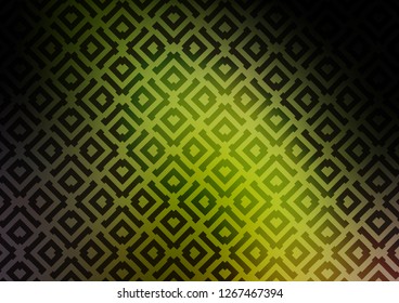 Dark Green, Yellow vector texture with lines, rhombuses. Modern geometric abstract illustration with lines, squares. Pattern for websites, landing pages.